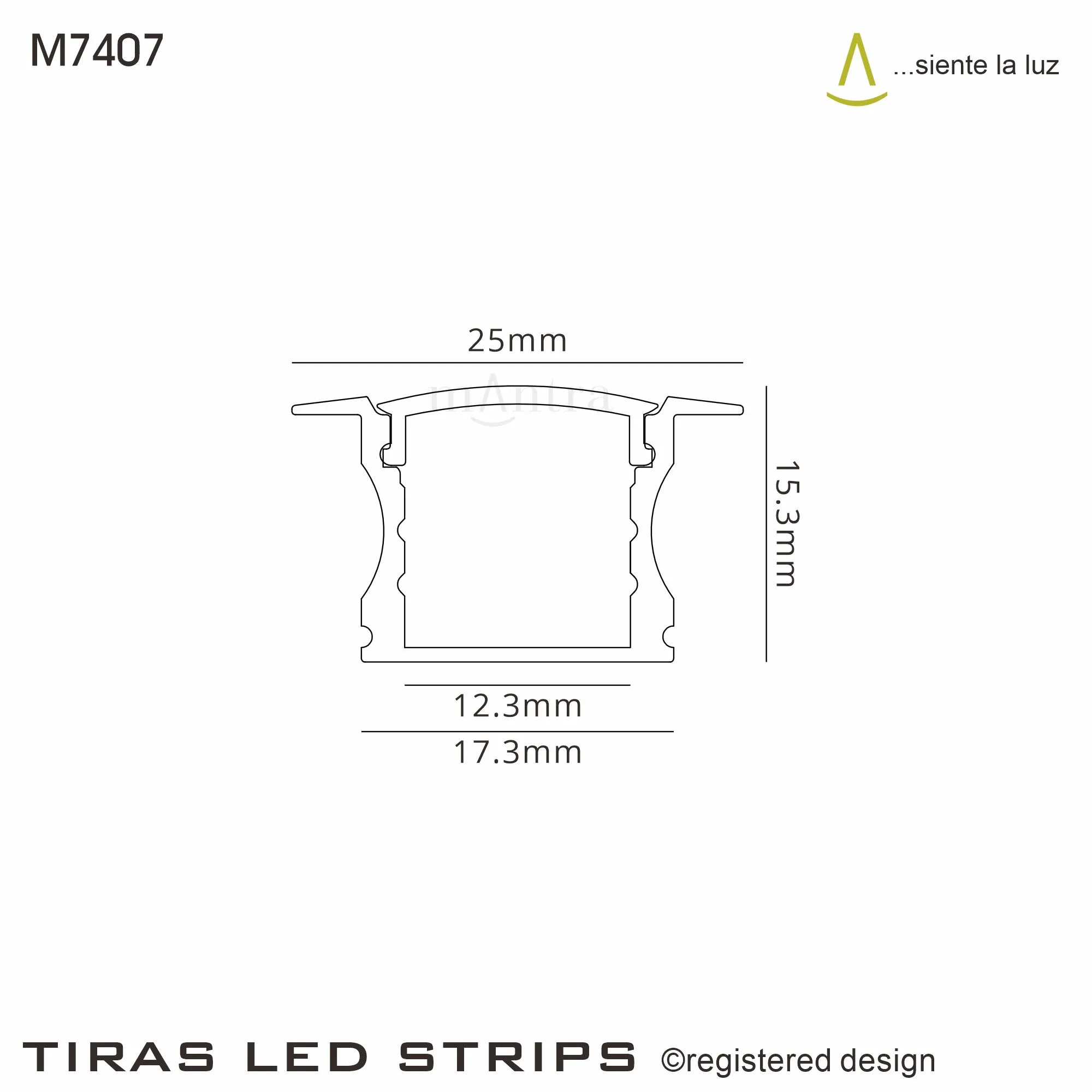 Tiras 2m, 17 x 15.3mm White Recessed Aluminium Profile With Diffuser And Accessories M7407  Mantra Fusion Tiras LED Profile